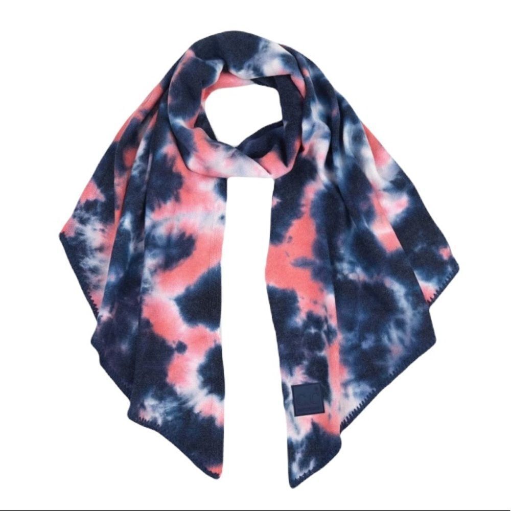CC Brand Tie Dyed Biased Cut Scarf with Rubber Patch Pink and Blue One Size